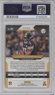 Chase Claypool from the 2020 Panini Prizm set featuring a Disco parallel graded by PSA and given an overall grade of 9.