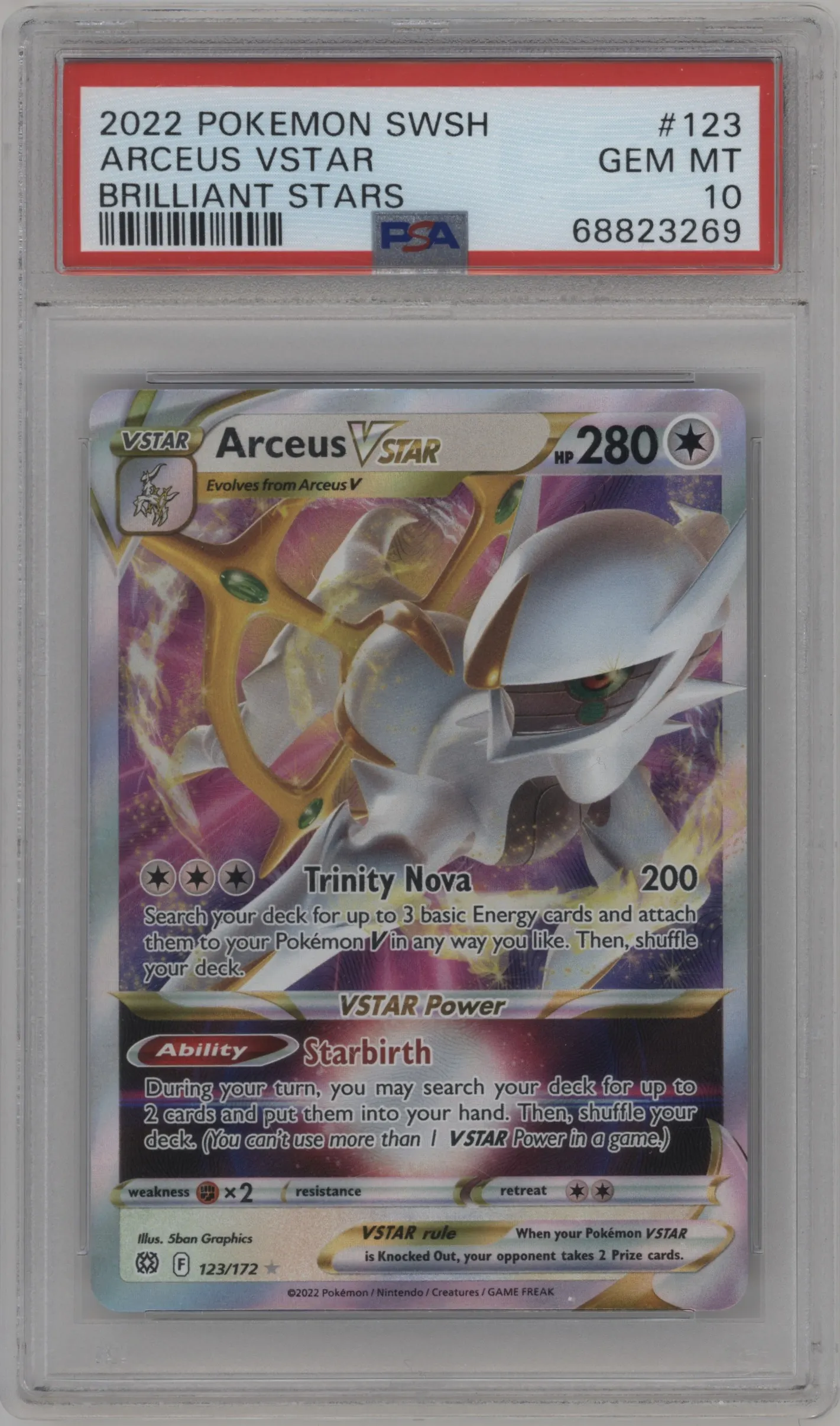 2022 Pokemon SWSH Brilliant Stars Arceus VSTAR #123 PSA 10