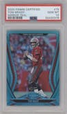 Tom Brady from the 2020 Panini Certified set featuring a Mirror Teal parallel graded by PSA and given an overall grade of 10.
