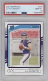 J.J. McCarthy from the 2024 Donruss set graded by PSA and given an overall grade of 10.