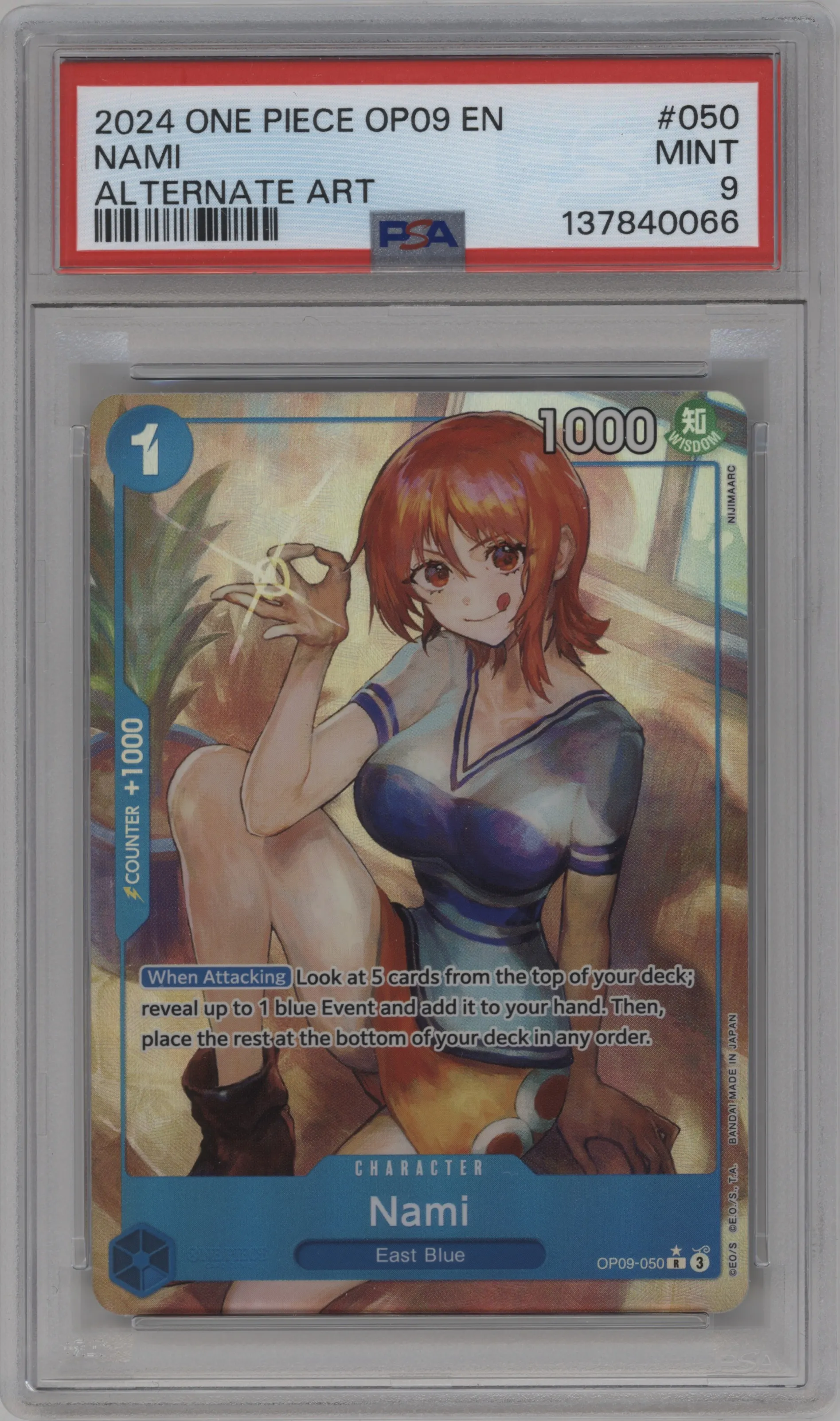2024 One Piece Emperors in the New World Nami Alternate Art PSA 9