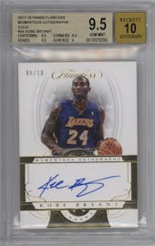 Kobe Bryant from the 2017-18 Panini Flawless set featuring a Gold parallel graded by Beckett and given an overall grade of 9.5.