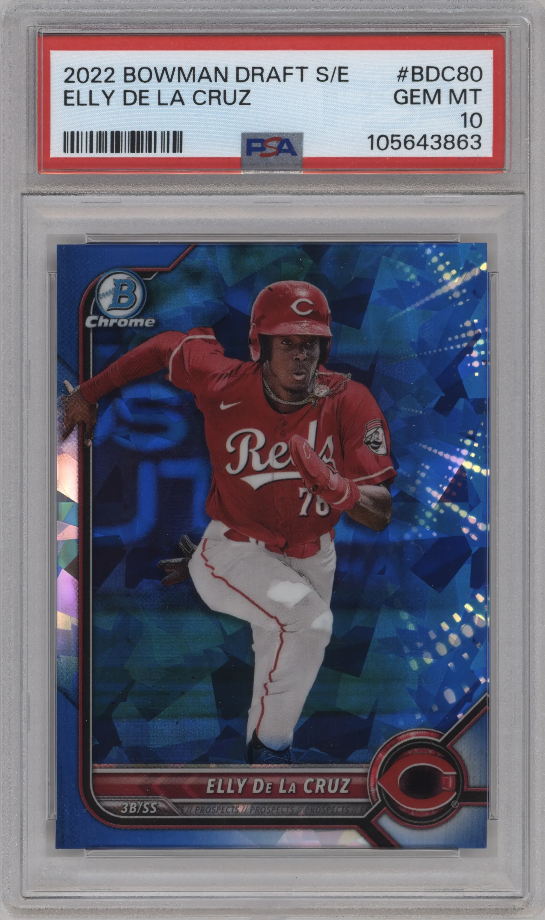 2022 Bowman Draft Sapphire Edition Chrome Elly De La Cruz #BDC-80 PSA 10
