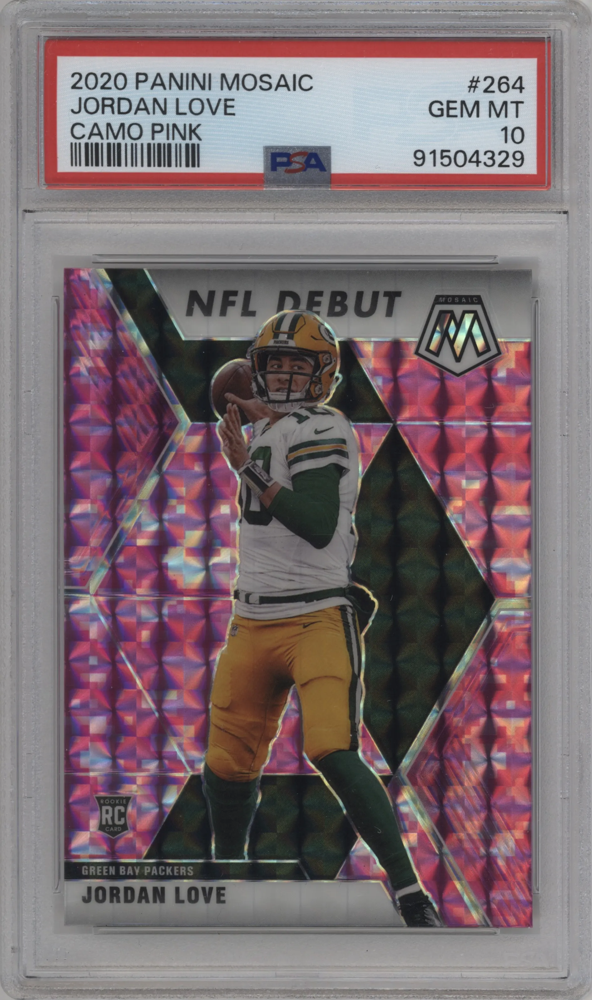 2020 Panini Mosaic Jordan Love Pink Camo PSA 10