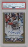 Masyn Winn from the 2024 Bowman Sterling set featuring a Gold Refractor parallel graded by PSA and given an overall grade of 9.