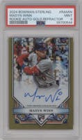 Masyn Winn from the 2024 Bowman Sterling set featuring a Gold Refractor parallel graded by PSA and given an overall grade of 9.