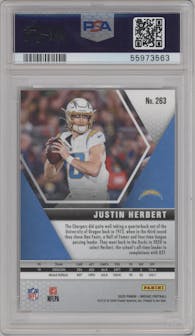 Justin Herbert from the 2020 Panini Mosaic set graded by PSA and given an overall grade of 10.