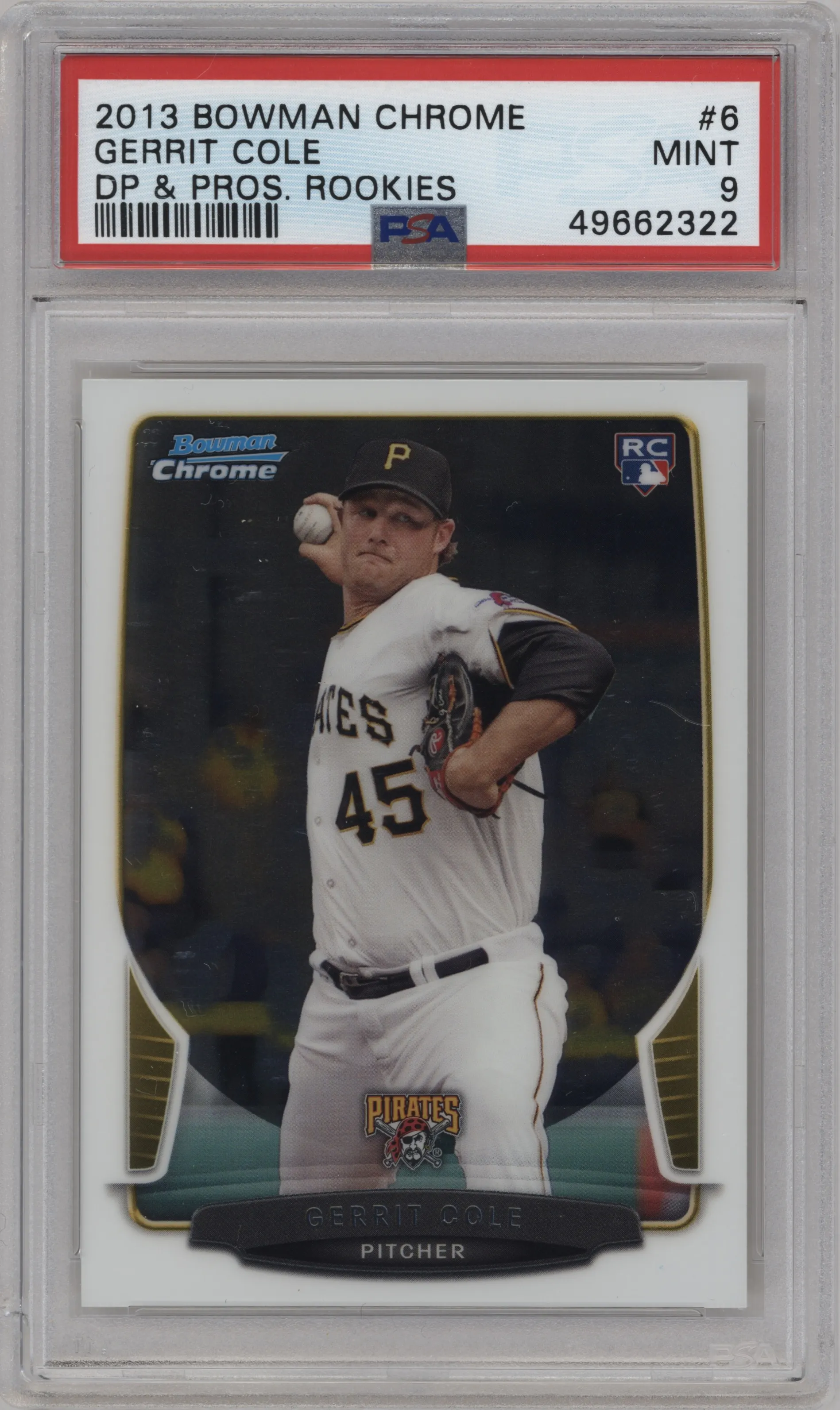 2013 Bowman Draft Picks & Prospects Chrome Gerrit Cole PSA 9