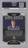 J.J. McCarthy from the 2024 Panini Mosaic set graded by PSA and given an overall grade of 10.