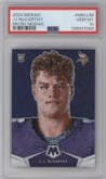 J.J. McCarthy from the 2024 Panini Mosaic set graded by PSA and given an overall grade of 10.