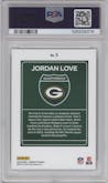 Jordan Love from the 2024 Donruss set graded by PSA and given an overall grade of 9.