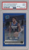 Anthony Edwards from the 2020-21 Panini Donruss set featuring a Choice Blue parallel graded by PSA and given an overall grade of 9.