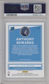 Anthony Edwards from the 2020-21 Panini Donruss set featuring a Choice Blue parallel graded by PSA and given an overall grade of 9.