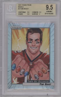 Tom Brady from the 2021 Panini Prizm set graded by Beckett and given an overall grade of 9.5.