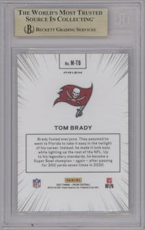 Tom Brady from the 2021 Panini Prizm set graded by Beckett and given an overall grade of 9.5.