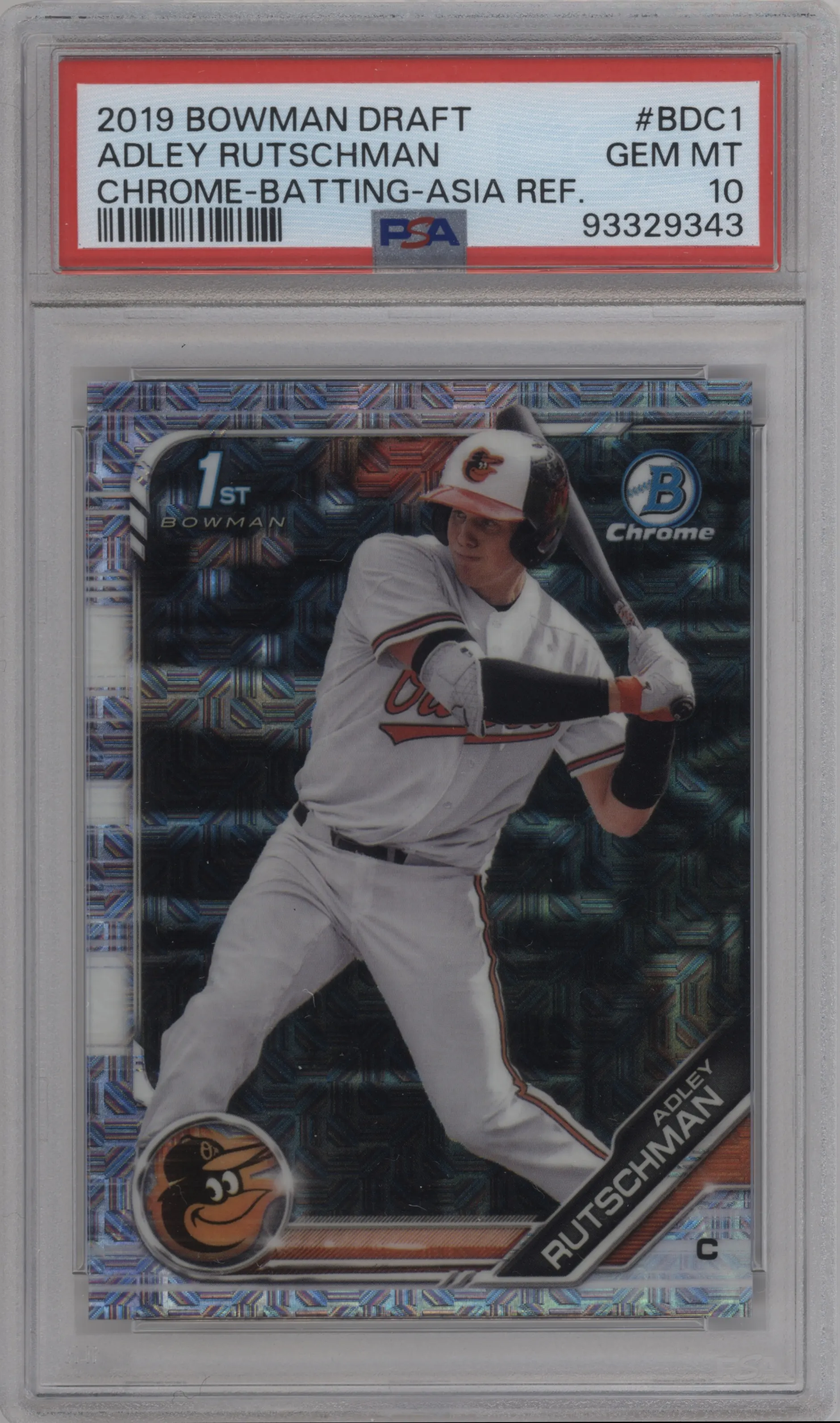 2019 Bowman Draft Chrome Adley Rutschman Asia Mojo Refractor #BDC-1 PSA 10