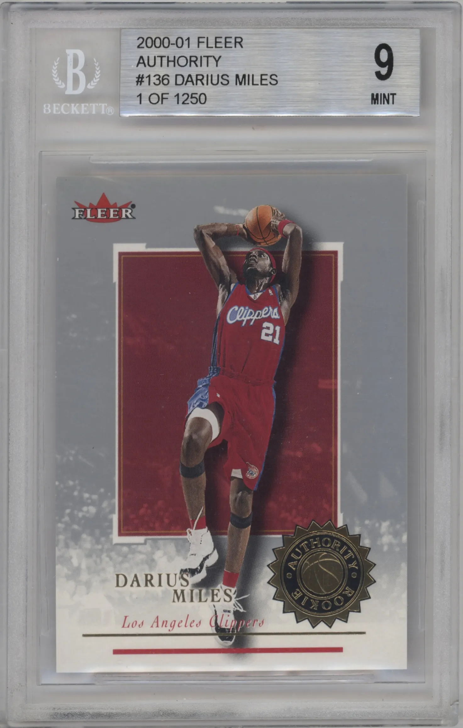 2000 Fleer Authority Rookies Darius Miles #136 BGS 9
