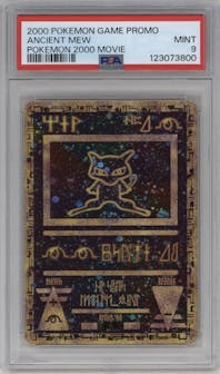 Ancient Mew from the 2000 Pokemon set graded by PSA and given an overall grade of 9.