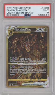 Giratina VSTAR from the 2023 Pokemon SWSH set graded by PSA and given an overall grade of 9.