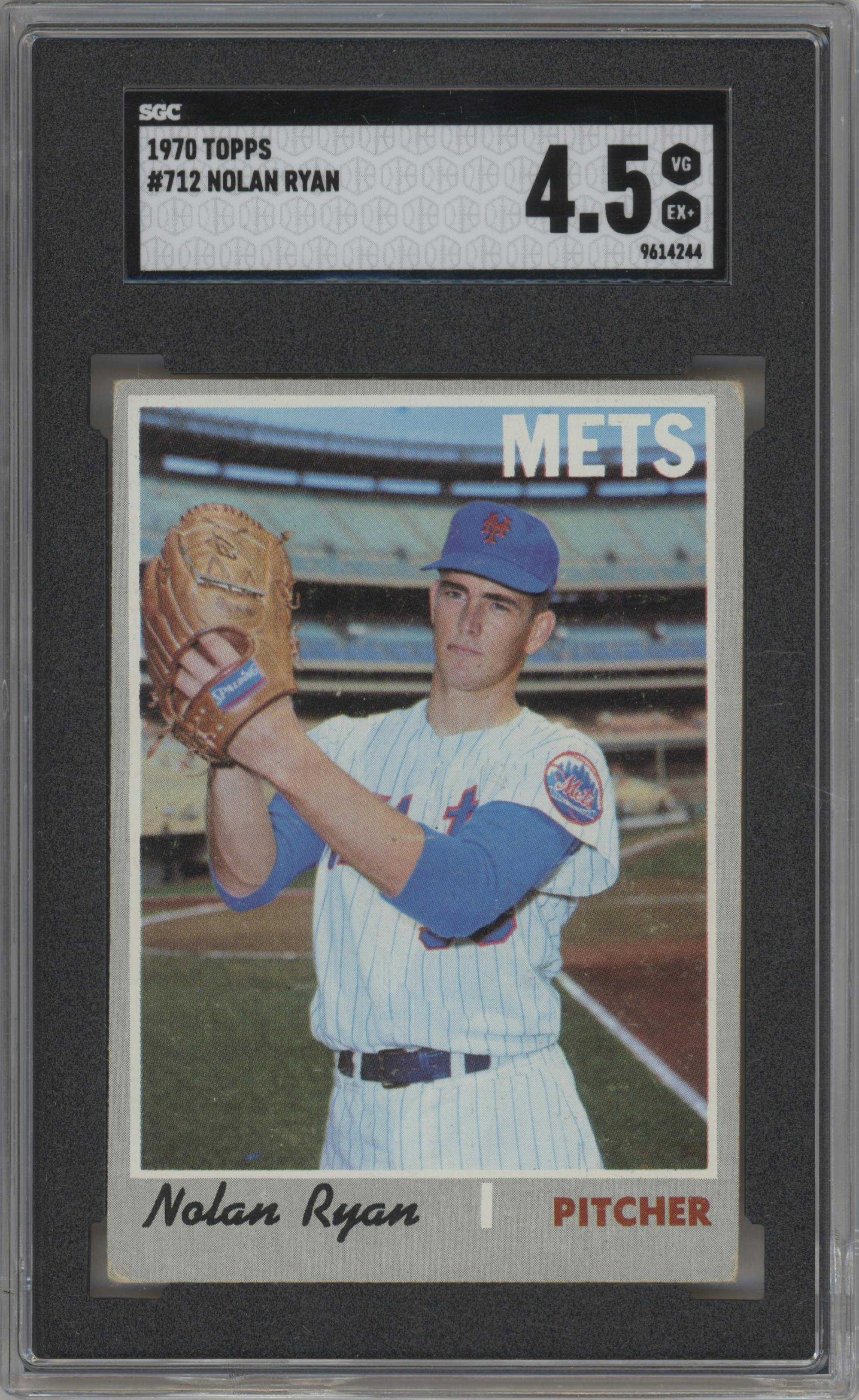 Nolan Ryan from the 1970 Topps set graded by SGC and given an overall grade of 4.5.