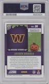 Jayden Daniels from the 2024 Score-a-Treat set featuring a Pumpkin parallel graded by PSA and given an overall grade of 10.