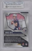 Drake Maye from the 2024 Panini Prizm set featuring a Blue Prizm parallel graded by Beckett and given an overall grade of 9.