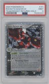 Rocket's Scizor ex from the 2004 Pokemon EX set graded by PSA and given an overall grade of 9.