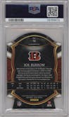 Joe Burrow from the 2020 Panini Select set featuring a Die-Cut Purple parallel graded by PSA and given an overall grade of 10.