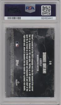 Shohei Ohtani from the 2023 Topps Chrome Update set graded by PSA and given an overall grade of 10.