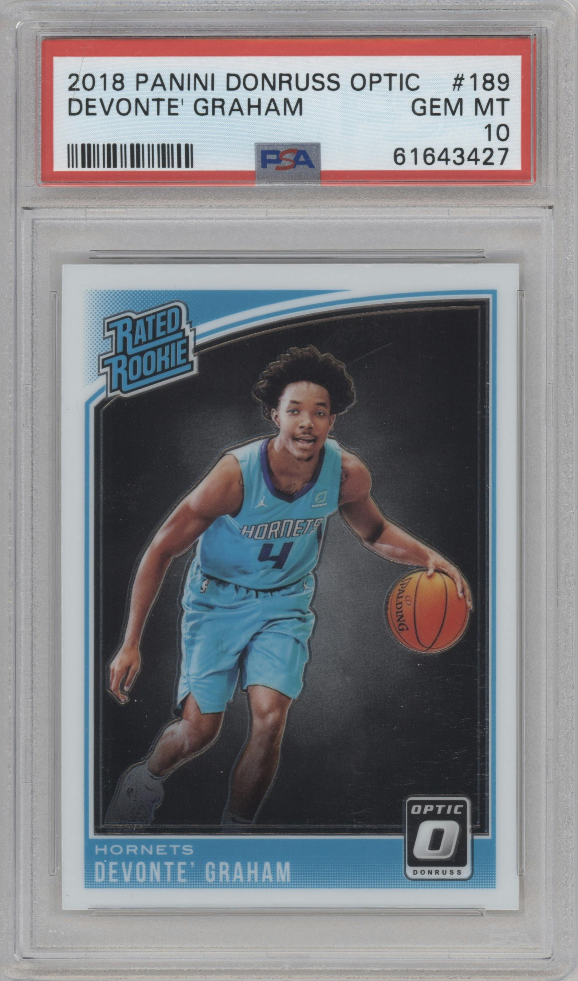 Devonte' Graham from the 2018-19 Panini Donruss Optic set graded by PSA and given an overall grade of 10.