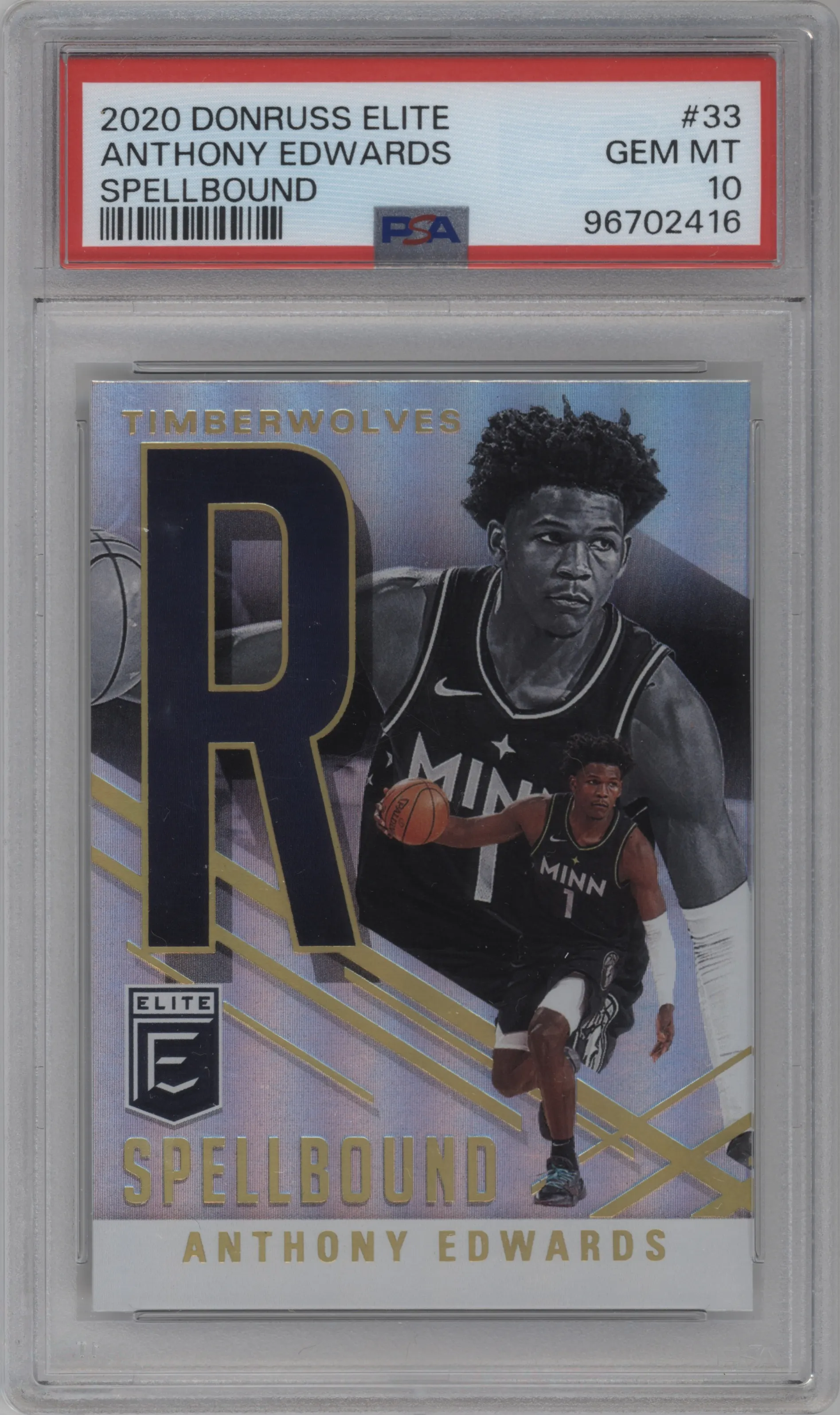 2020 Panini Donruss Elite Spellbound Anthony Edwards #33 PSA 10