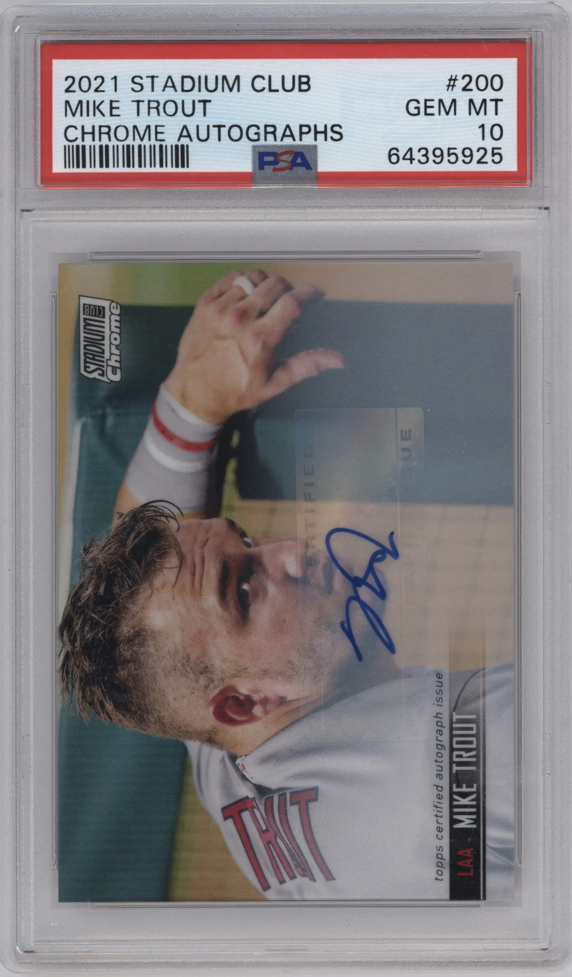 2021 Topps Stadium Club Chrome Auto Mike Trout #200 PSA 10