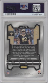Bryan Bresee from the 2023 Panini Prizm set featuring a Gold Shimmer parallel graded by PSA and given an overall grade of 10.