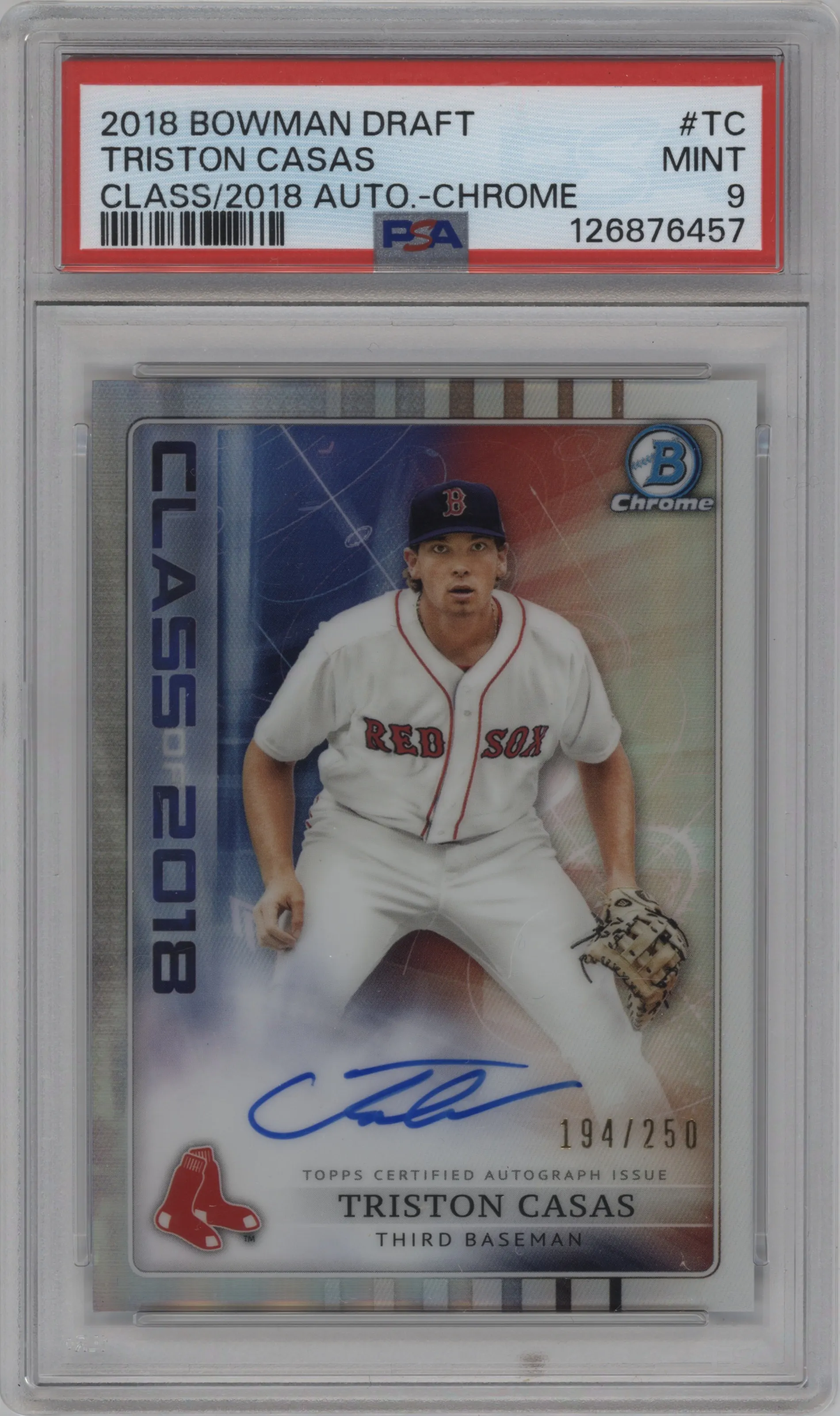 2018 Bowman Draft Class of 2018 Auto Triston Casas #C18A-TC PSA 9