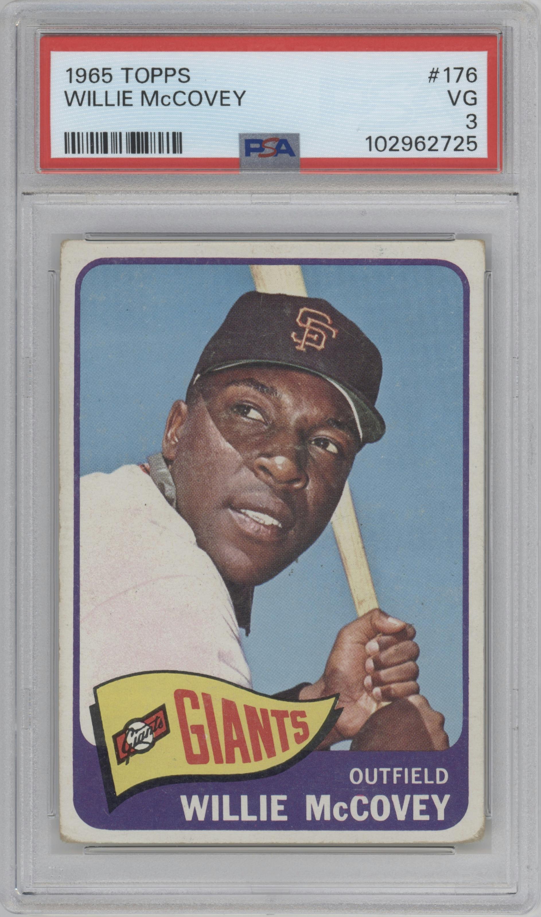 Willie McCovey from the 1965 Topps set graded by PSA and given an overall grade of 3.