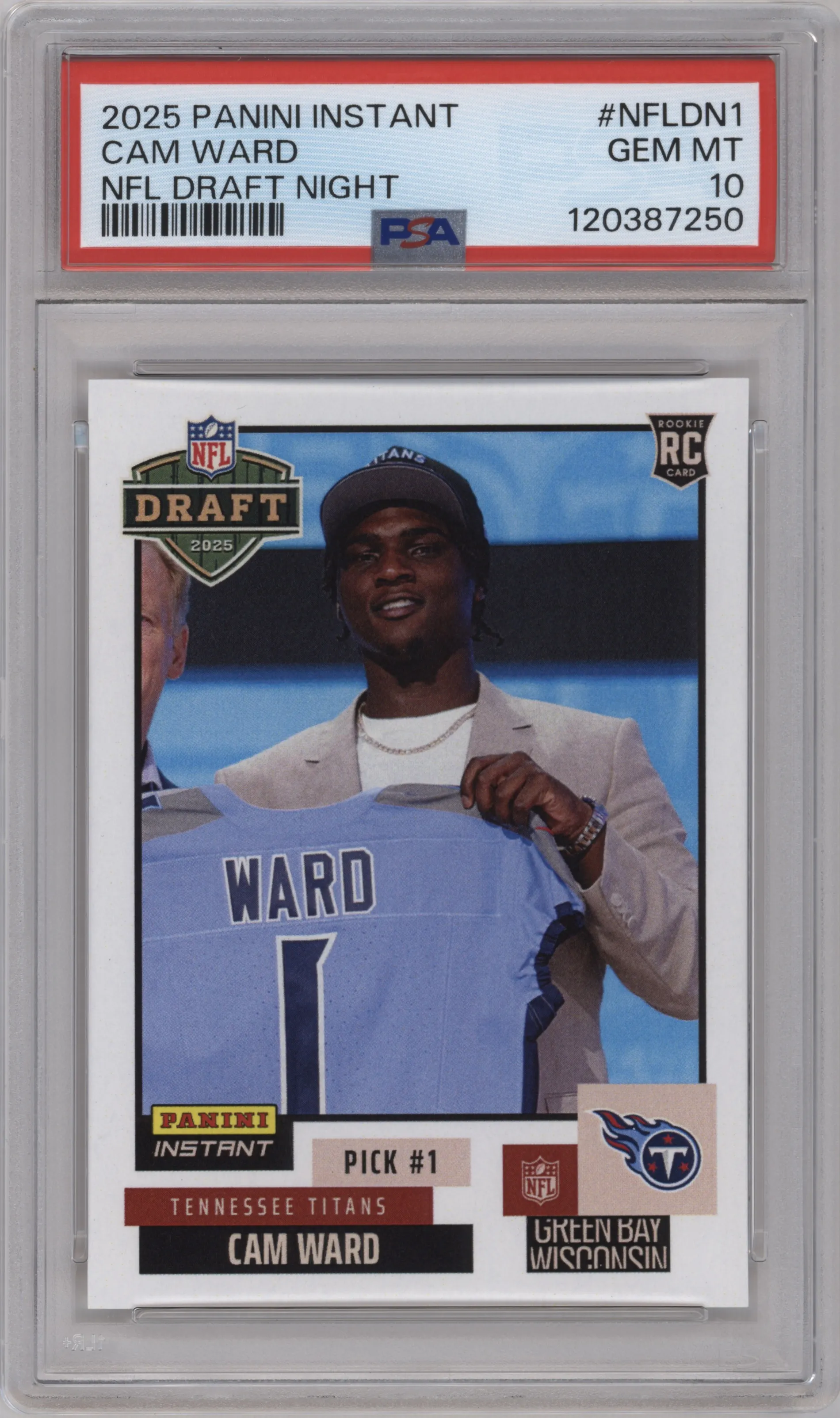 2025 Panini Instant NFL Draft Night Cam Ward PSA 10