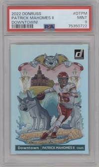 Patrick Mahomes II from the 2022 Panini Donruss set graded by PSA and given an overall grade of 9.