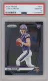 J.J. McCarthy from the 2024 Panini Prizm set graded by PSA and given an overall grade of 10.