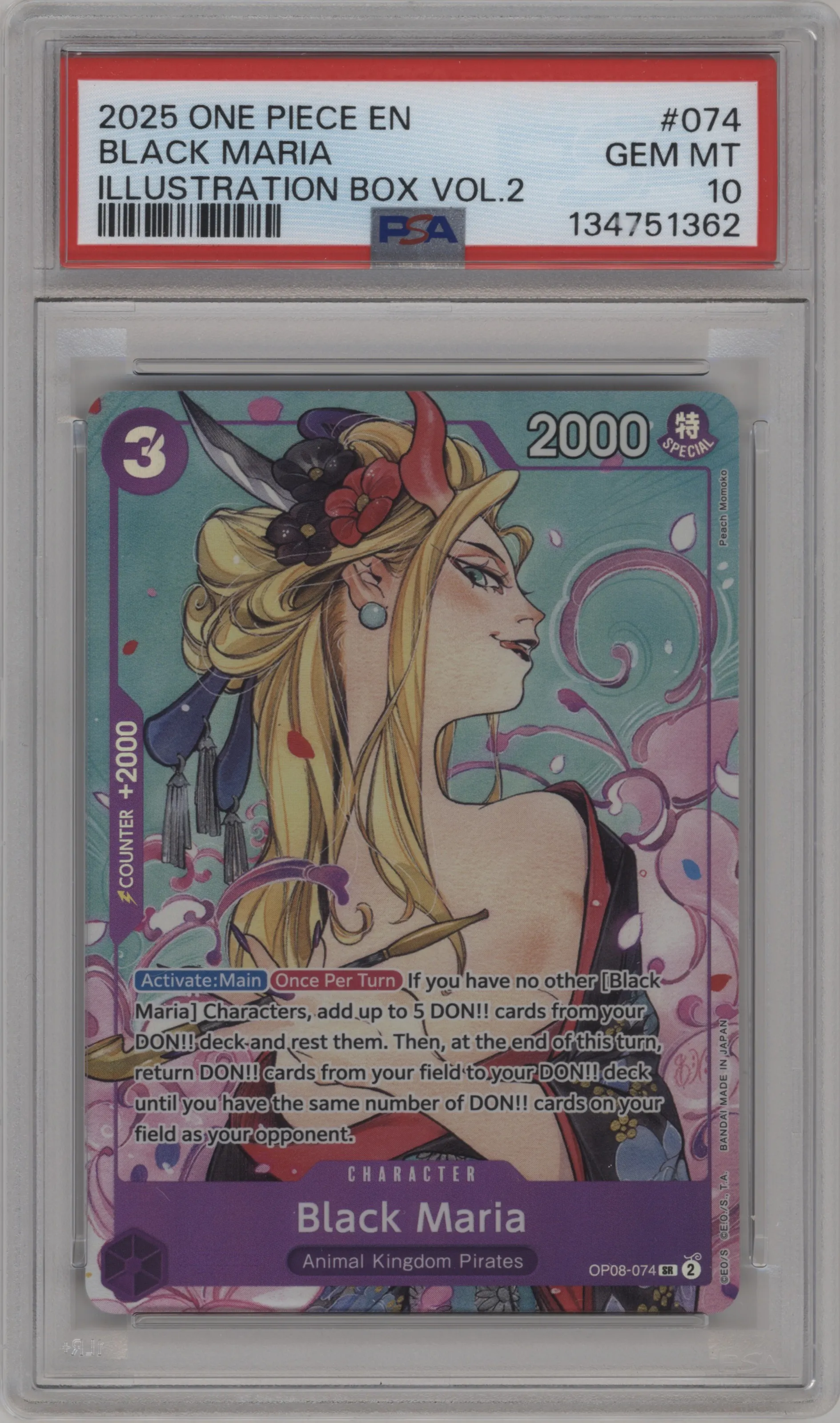 2025 One Piece Black Maria Illustration Box Vol.2 SR #OP08-074 SR PSA 10