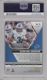 Kerryon Johnson from the 2020 Panini Mosaic set featuring a Genesis parallel graded by PSA and given an overall grade of 10.