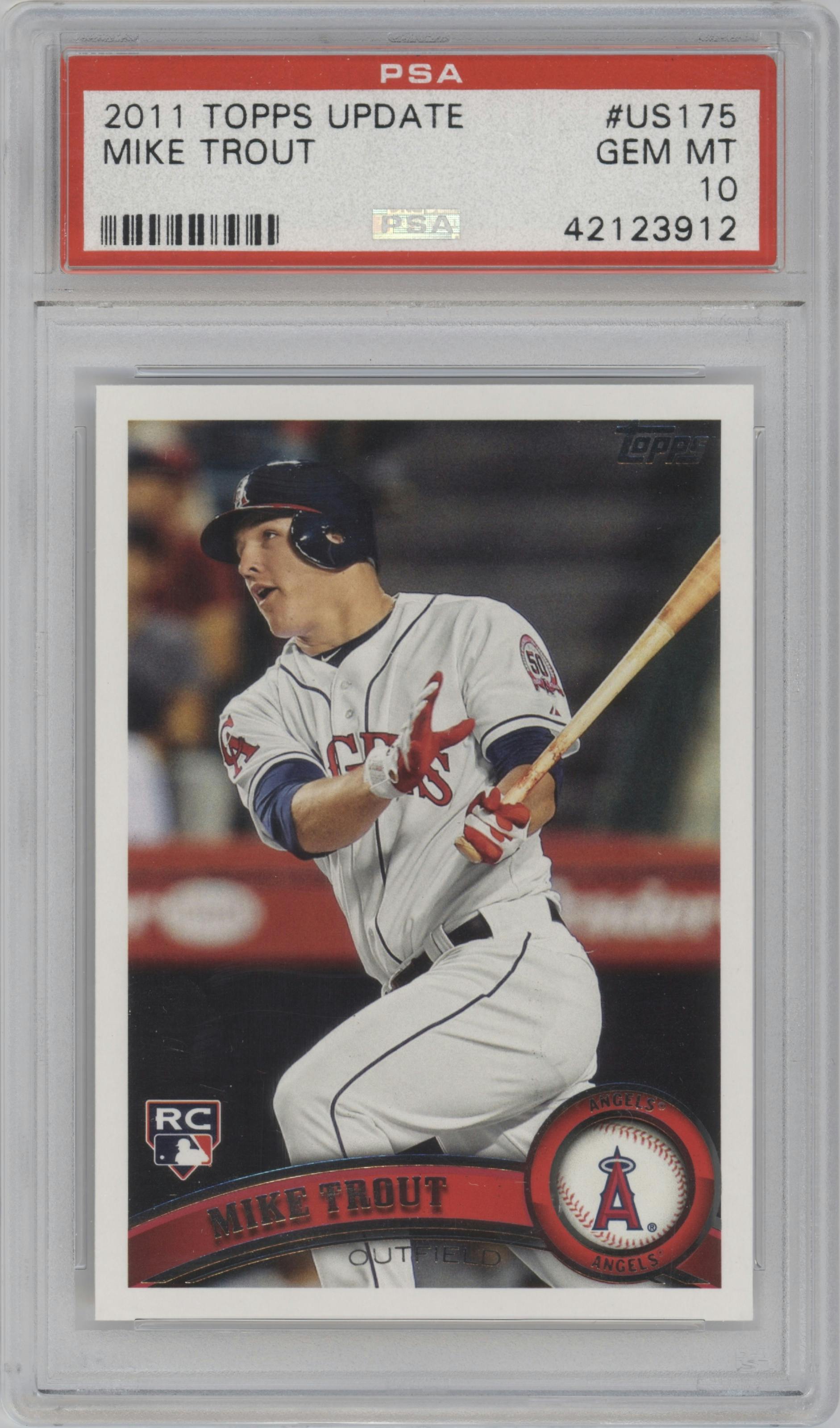 Mike Trout  from the 2011 Topps Update set graded by PSA and given an overall grade of 10.
