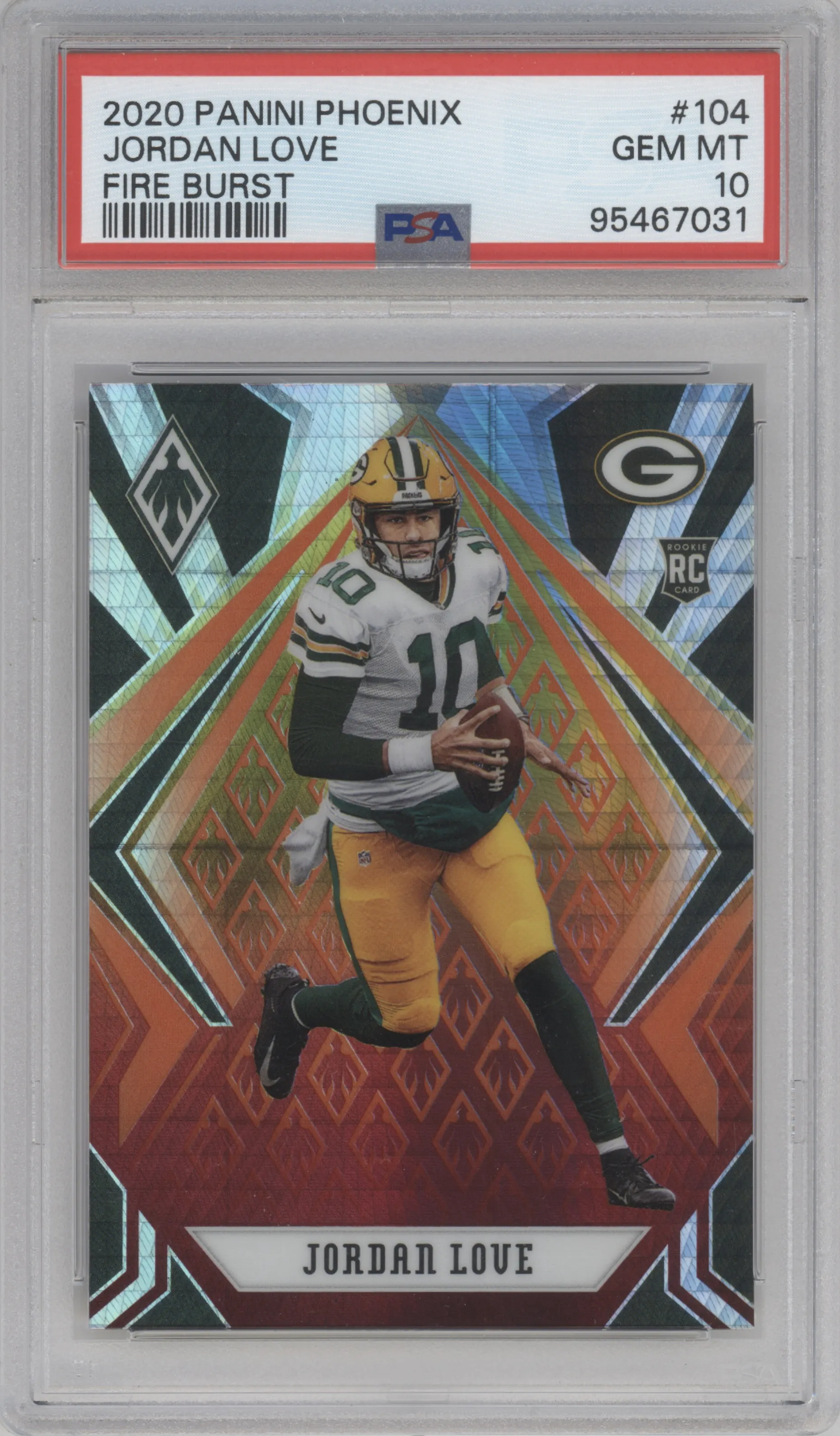 2020 Panini Phoenix Jordan Love Fire Burst PSA 10