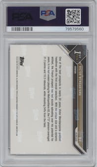 Victor Wembanyama from the 2023 Topps Now
 set graded by PSA and given an overall grade of 10.