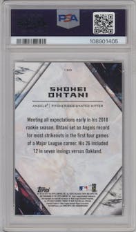 Shohei Ohtani from the 2018 Topps Fire set graded by PSA and given an overall grade of 9.