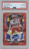 Travis Kelce from the 2021 Panini Prizm set featuring a Red Ice parallel graded by PSA and given an overall grade of 10.