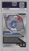 Ladd McConkey from the 2024 Panini Prizm set featuring a Purple Ice parallel graded by PSA and given an overall grade of 9.