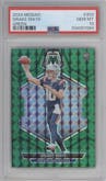 Drake Maye from the 2024 Panini Mosaic set featuring a Green Mosaic parallel graded by PSA and given an overall grade of 10.