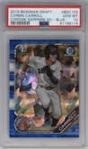 Corbin Carroll from the 2019 Bowman Draft Sapphire Edition set featuring a Blue  parallel graded by PSA and given an overall grade of 10.