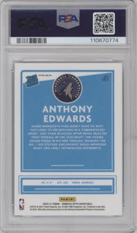 Anthony Edwards from the 2020-21 Panini Donruss Optic set featuring a Blue Velocity  parallel graded by PSA and given an overall grade of 10.
