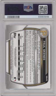 Paul Skenes from the 2023 Bowman Draft set graded by PSA and given an overall grade of 9.